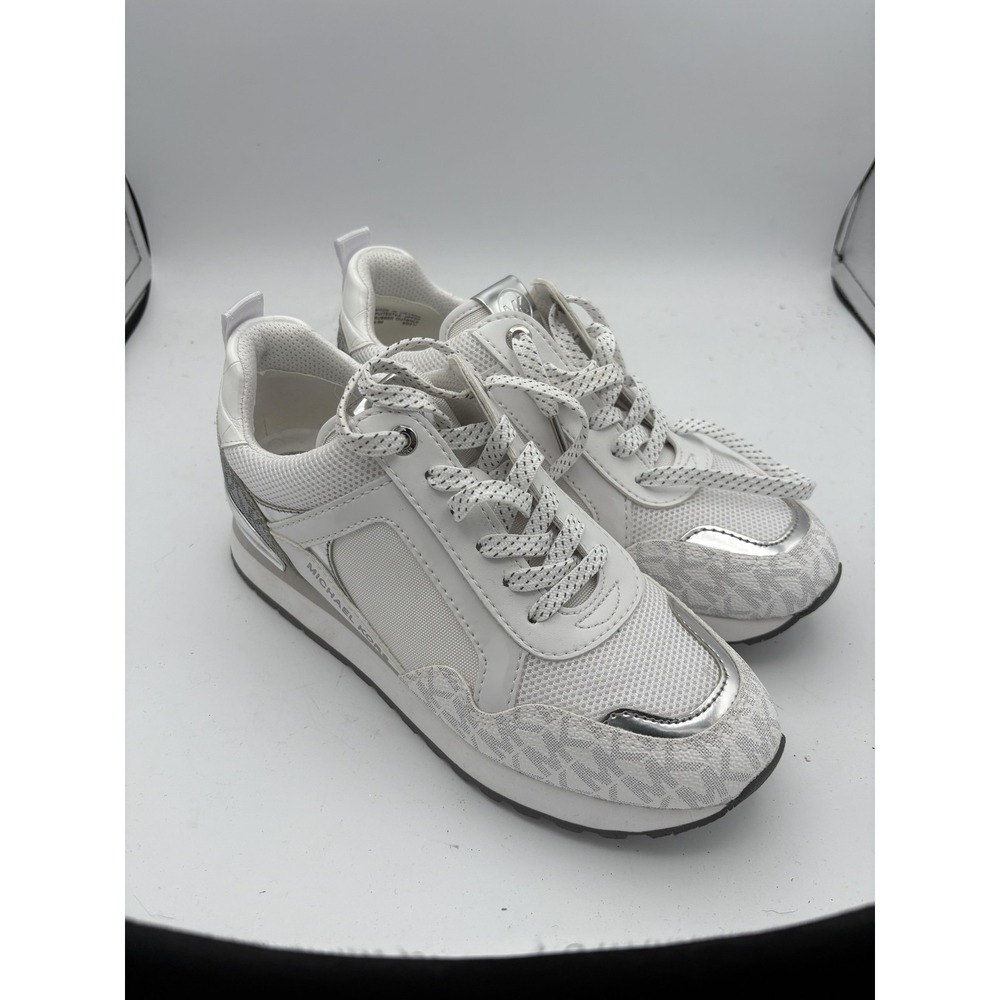 Michael Kors Shoes Womens Size 6.5 White Mesh Logo Lace Up Sneakers Monogram